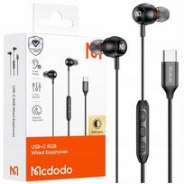 Laidinės MCDODO USB-C ausinės su mikrofonu ir RGB apšvietimu