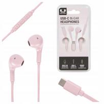 Rožinės laidinės ausinės su mikrofonu, USB-C