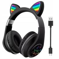 Belaidės Bluetooth vaikų ausinės su katės ausytėmis ir RGB spalvomis