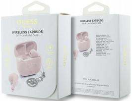 Ausinės į ausis GUESS Glossy Effect Printed Classic Logo & Charm, rožinės