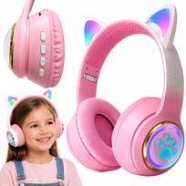 Belaidės ausinės su RGB apšvietimu vaikams, Bluetooth, Cat
