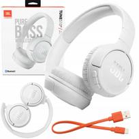 Belaidės ant ausų ausinės JBL su Bluetooth mikrofonu, baltos