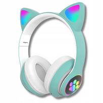 Vaikiškos belaidės Bluetooth ausinės su katės ausytėmis, žalios
