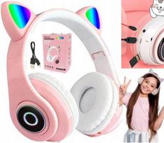 Bevielės ausinės su katės ausytėmis, Bluetooth, LED RGB vaikams
