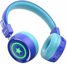 Vaikiškos belaidės ausinės LED New Bee KH22B, sulankstomos, Bluetooth, 32h