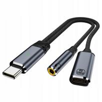 Ausinių stiprintuvo adapteris USB-C į 3,5 mm minijack + USB-C 100W WIREWAY