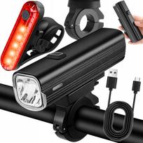 Dviračio žibintas POWERFUL priekinis ir galinis LED, įkraunamas USB