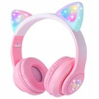 Vaikiškos ausinės Cat House su katės ausytėmis, foniniu apšvietimu, MP3 grotuvu ir BT