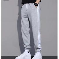Vyriškos sportinės kelnės, korėjietiškos „The Trend Loose Casual“ ilgos vyriškos kelnės 5XL balta/pilka