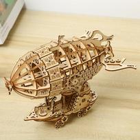 3D Wooden Puzzle Airship Model Kits for Adults Model Building Kit Brain Teaser for Adults To Build Hand Craft Mechanical beige
