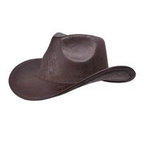 8443 Vintage Textured Western Cowboy Hat Men's British Top Hat Big Brim Outdoor Shade Jazz Hat kava