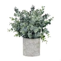 15 X 24 Cm Compact Artificial Bonsai for Office Roundleaf Grass gray