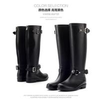 Women's Rain Boots High-Tube Rubber Boots PVC Rubber Galosh Designer Zip Waterproof Garden Work Boots Botas Lluvia Mujer 36 juoda