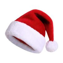 Unisex Kalėdų Kalėdų Senelio kepurė Itin didelė ir stora Naujųjų metų vakarėliui skirta beanie Kontrastinga spalva Elastinga Stora pliušinio dekoro Kalėdų Senelio Cosplay Šventiniai galvos apdangalai suaugusiems One Size C red