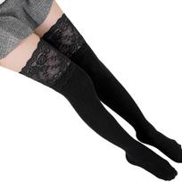 Over the Knee Socks for Women with Lace Trim Stretchy Thigh High Stockings Soft Comfortable Long Socks for Daily Wear