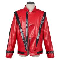 Men's Cosplay Jacket For Michael Jackson Impersonator Halloween Chirstmas Party Male Top Coat Costumes New Stage Show Wear XL raudona