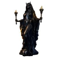 Unique Fantasy Sculpture Hecate Greek Goddess Statue with Magical Hounds, Theme Mysterious Witch Figurine Resin Sculpture, Mythological for black