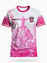 Brazilija Kristus Gelbėtojas Futbolo Marškinėliai, Rožinis Baltas Brasil Rio De Žaneiro Futbolo Marškinėliai, Gerbėjų Edition Atsitiktiniai Sportiniai Marškinėliai 5XL pink
