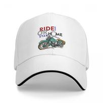 Vintage Chopper Motorcycle Rider Trucker Cap Merch Classic Cafe Racer Snapback Hat For for Unisex Women Casquette Fit All Size One Size white