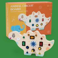 Children's Busy Board Montessori Wooden Busy Board Feeling Toys with LED Lighting Switch Control Board Early Education Puzzle Baby Toys orange