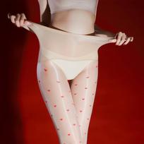 Pantyhose Women Sexy Heart Printed Aurora Stockings 360 Seamless Crotch Sockings Ultra-Thin Silky Oil Shiny Transparent Socks Open crotch