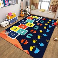 Children's Hopscotch Boy Girl Cartoon Game Carpet  Living Room Baby Cilming Non-slip Indoor Mat Home Decoration Floor Rug 40x60cm 16x24inch blue