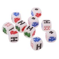 10pcs 16mm Acrylic Poker Gaming Card Game Dices Friends Party Board Game Dice 1 balta