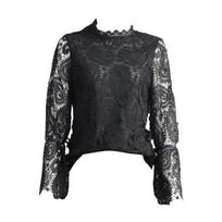 Tops Loose Sexy Hollow Design Long Sleeve Fashion Women Lace Blouses for Daily Wear L juoda
