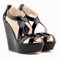Moteriški sandalai su pleištu Sexy Peep Toe sagtimi su dirželiu Batai Platforma Pleištai Madingi Vasariniai itin aukštakulniai batai moterims 35 juoda