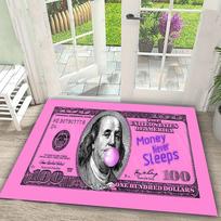 Kūrybingas 100 dolerių banknoto dizaino kilimėlis Kilimas Pinigai Niekada Nemiega & Uždirbk Pinigus Spausdinimas Stilinga Namų Dekoro dalis Svetainei 40cm x 60cm gray