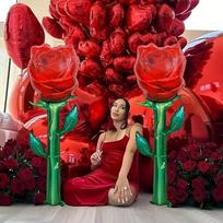 Large rose balloons, birthday party decorations, Valentine's Day confession balloons, 2-pack 59 inches raudona