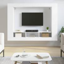 Vidaxl TV staliukas, baltas, 152x22x113 cm, medžio drožlių plokštė