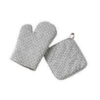 2Pcs Cotton Linen Microwave Oven Gloves Heat Resistant Heat Insulation Oven Mitts and Pot Holders with Pothholder Thicken white