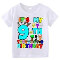 Summer Short Sleeves Sprunki Incredibox Print Children T-shirts Kids Clothes Boys Girls Cotton Tees Tops Birthday Party Gifts 110 blue
