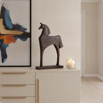 Horse Sculpture with Base Abstract Standing Statue Decorative for Home Rust Horse