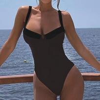 Women S One Piece Swimsuit Sexy Solid Color Beach Swimwear S juoda