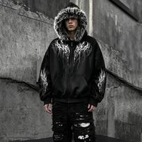 Everyday, versatile faux-fur-trimmed zip-up hoodie with a thick fleece lining and side pockets—a casual hoodie L juoda