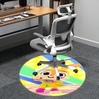 Pinkfong Wonderstar Kėdės kilimėlis Apvalus kilimas-Biuro kilimas, Skalbiamas mašinoje, Neslystantis, Tinka svetainėms, Miegamiesiems 80cm gray