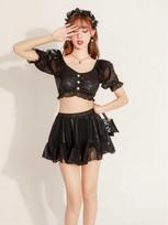 Conservative Fairy-Style Lace Slimming Two-Piece Swimsuit for Girls & Students One Size [70-120 kg wholesale available]