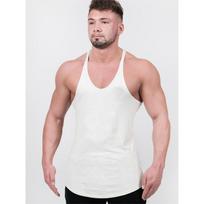 Gym Fitness Vest Men's Deep Digging Waistcoat Spaghetti Strap Training Wear I-Shaped Fashion Plus Size Loose Athletic Clothing Pure Cotton White XXL