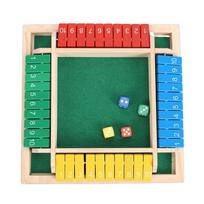 Shut The Box Game Wooden Board and 8 Dices Desktop Math Game for 2 4 Players Family Travel Gathering blue