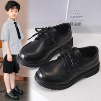 Children School Uniform Shoes Black Matte Glossy Boys Performance Shoes Chic  Spring Autumn Kids Formal Shoes Soft Bottom 36 gray