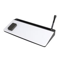 Multifunctional Desktop Glass Whiteboard with Card Slot Divided Storage Space Saving Circular Office Whiteboard Easy to Erase gray