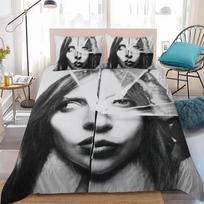 Hot Singer L-Lady Gaga Mayhem Duvet Cover Set Home Style Bedding Soft Laundry Polyester Bed 3 Piece Set Student Dormitory Gift EU Single(135x200cm) gray