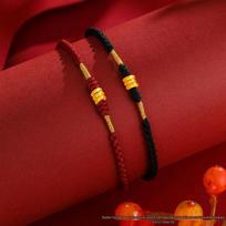 999 Pure Gold Zodiac Red Rope Bracelet: Luck Bead Woven Hand Rope Gift for Girlfriend Gold Bracelet Only