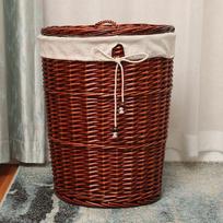Didelis rotango pintas skalbinių krepšys karšto puodo restoranui Small without lid (diameter 31 cm, height 36 cm) brown