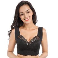 Yoga Sports Bra with Lace Side Support - Sexy Plus Size Cotton Bra for Large Bust with Beautiful Back Design 46/105 4XL