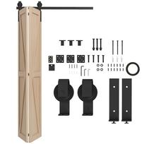 122 CM Sulankstomos stumdomos durų furnitūros plieninės stumdomos tvarto durų takelio komplektas 2 durims 122 x 0.5 x 4 cm
