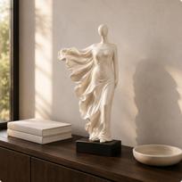 Abstract Woman Figurine Modern Minimalist Sculpture Elegant Figure Statue for Living Warm Color