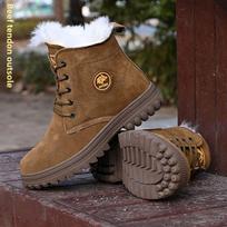 Fashion Men's Winter Boots  Waterproof Lace-up Boot Warm Wool Plush Fur Snow Shoes Outdoor Hiking Walking Training Shoe 38